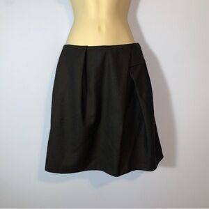 Ropé Japan Elegant Black Women's pleat wool mini Skirt pockets size 38 minimal